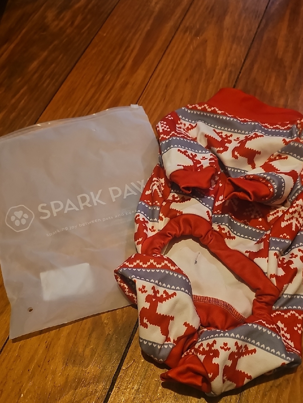 Spark Paw Red Reindeer Holiday Dog Onesie